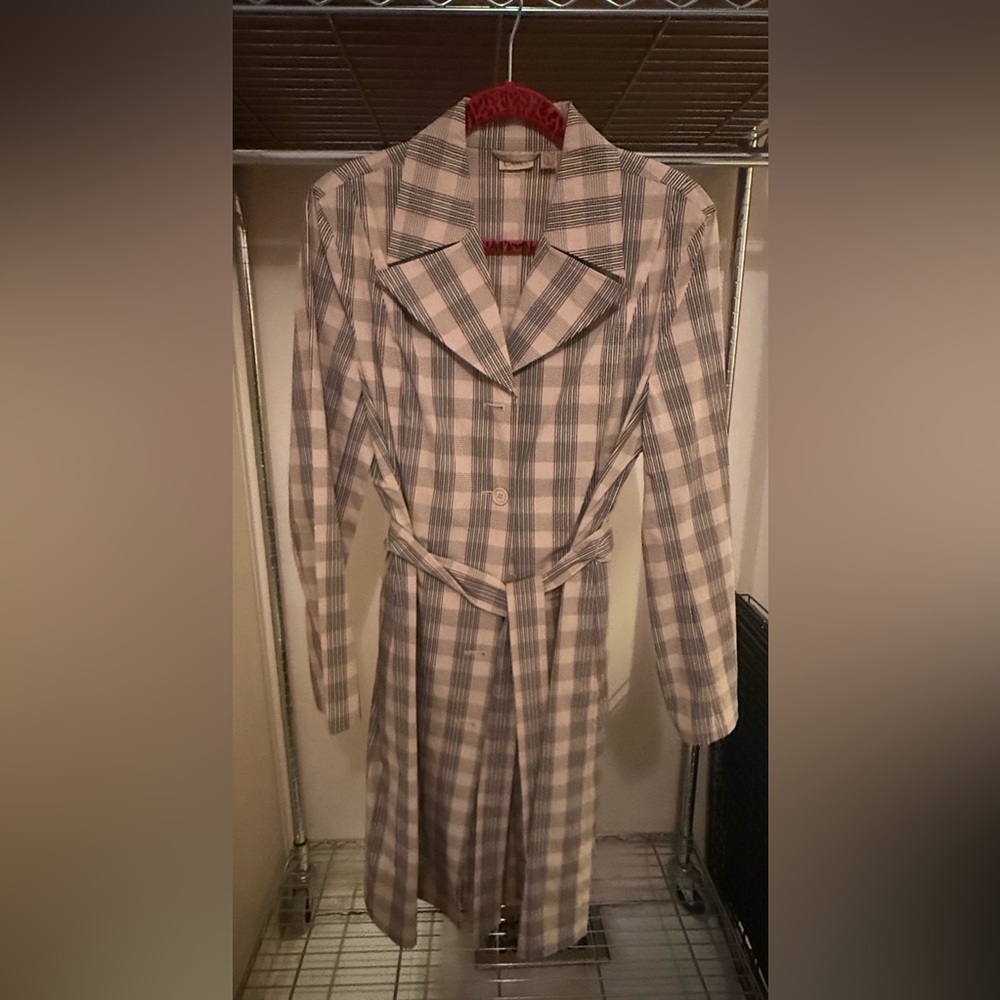 Caslon Beige and Black Plaid Coat